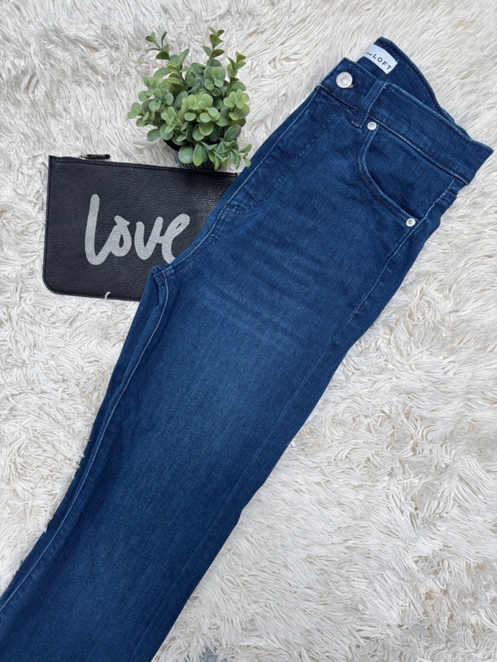 Loft Slim Flare High-Rise Jeans 💗 Indigo Blue - Picture 2 of 13